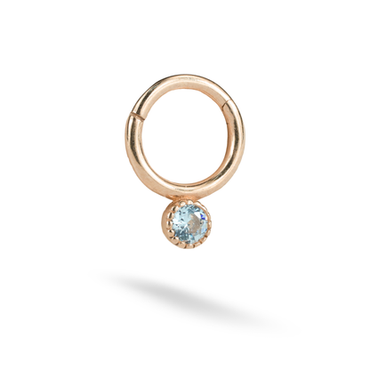 Single Stone Hoop Ear Piercing 14K Gold with CZ Stone