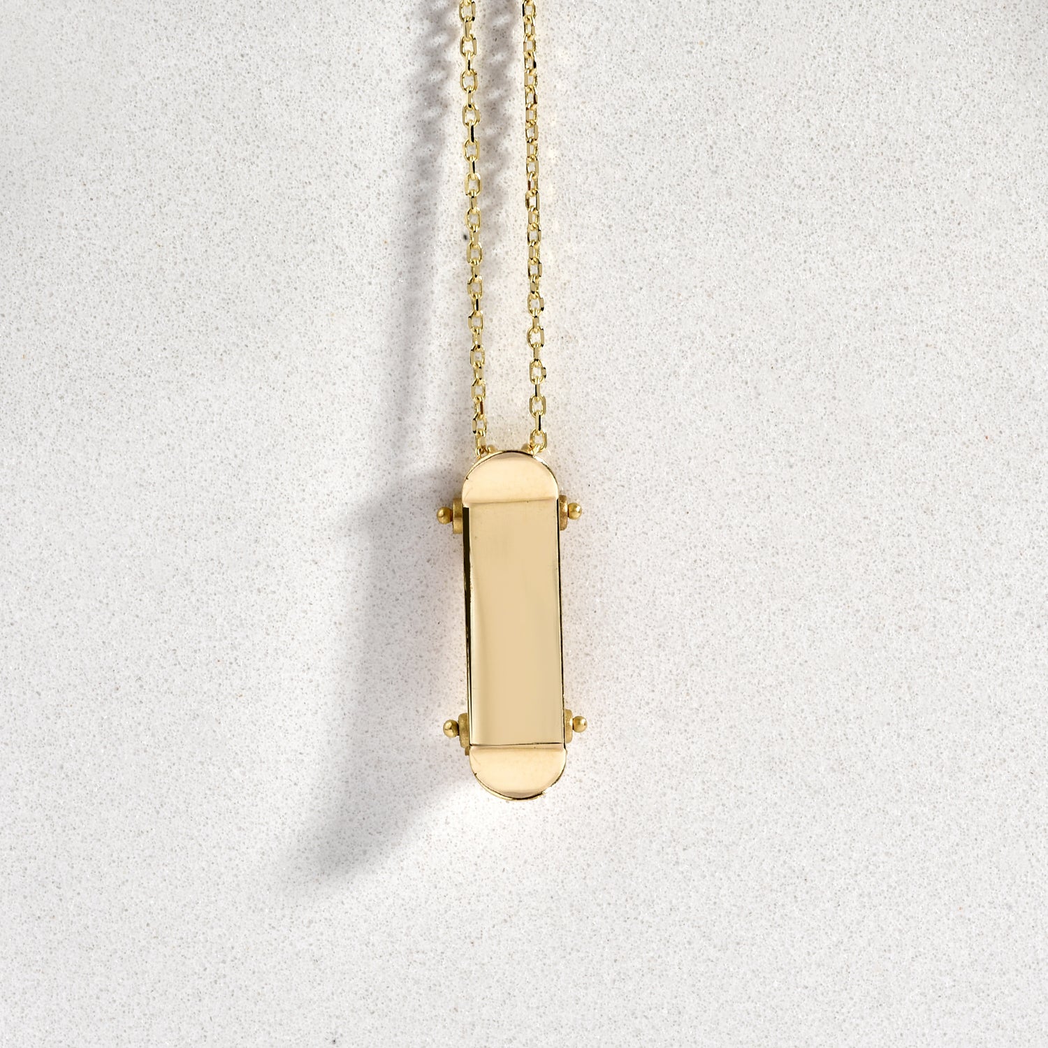 Skateboard Charm Necklace 14K Gold