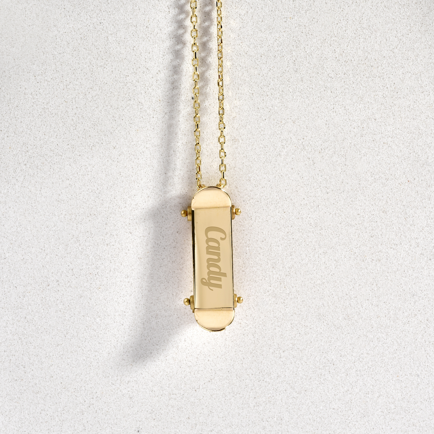 Skateboard Personalized Name Custom Necklace 14K Gold
