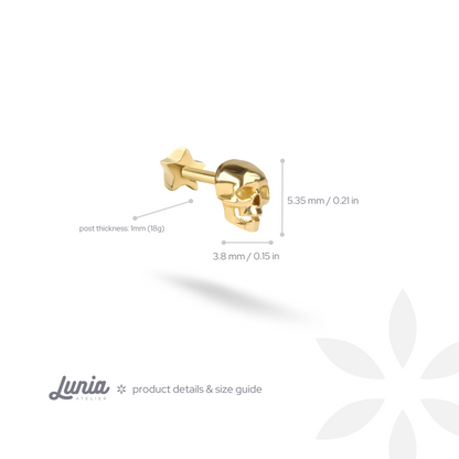 Skull Flatback Ear Piercing 14K Gold
