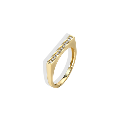 Slim Crystal Diamond 14K Gold Ring / Silver
