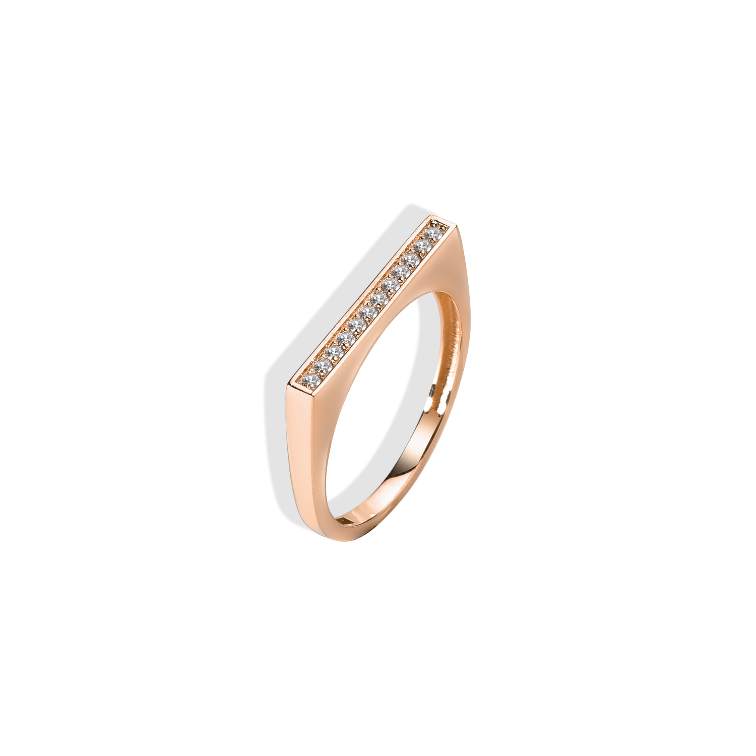 Slim Crystal Diamond 14K Gold Ring / Silver