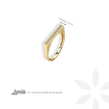 Slim Crystal Diamond 14K Gold Ring / Silver