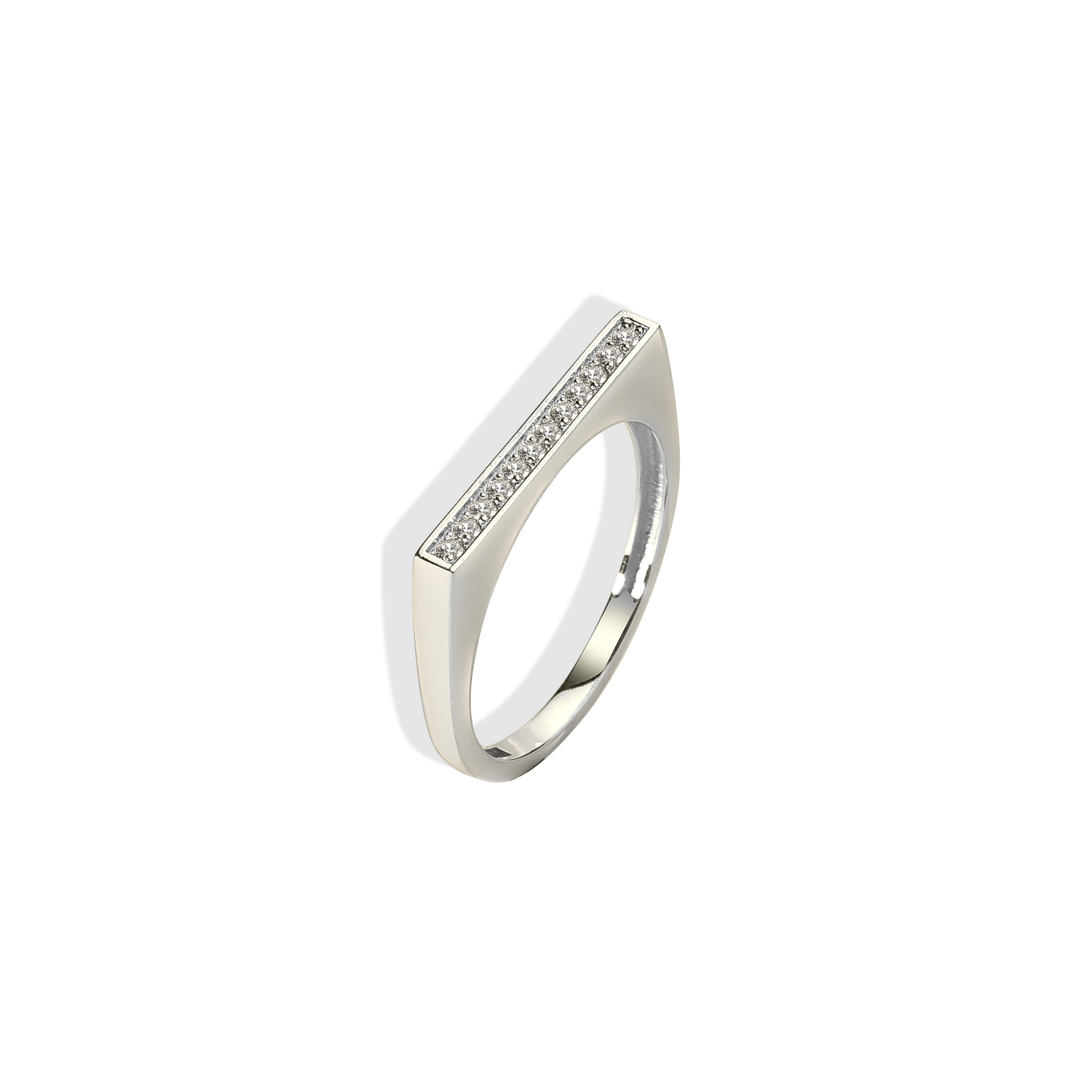 Slim Crystal Diamond 14K Gold Ring / Silver