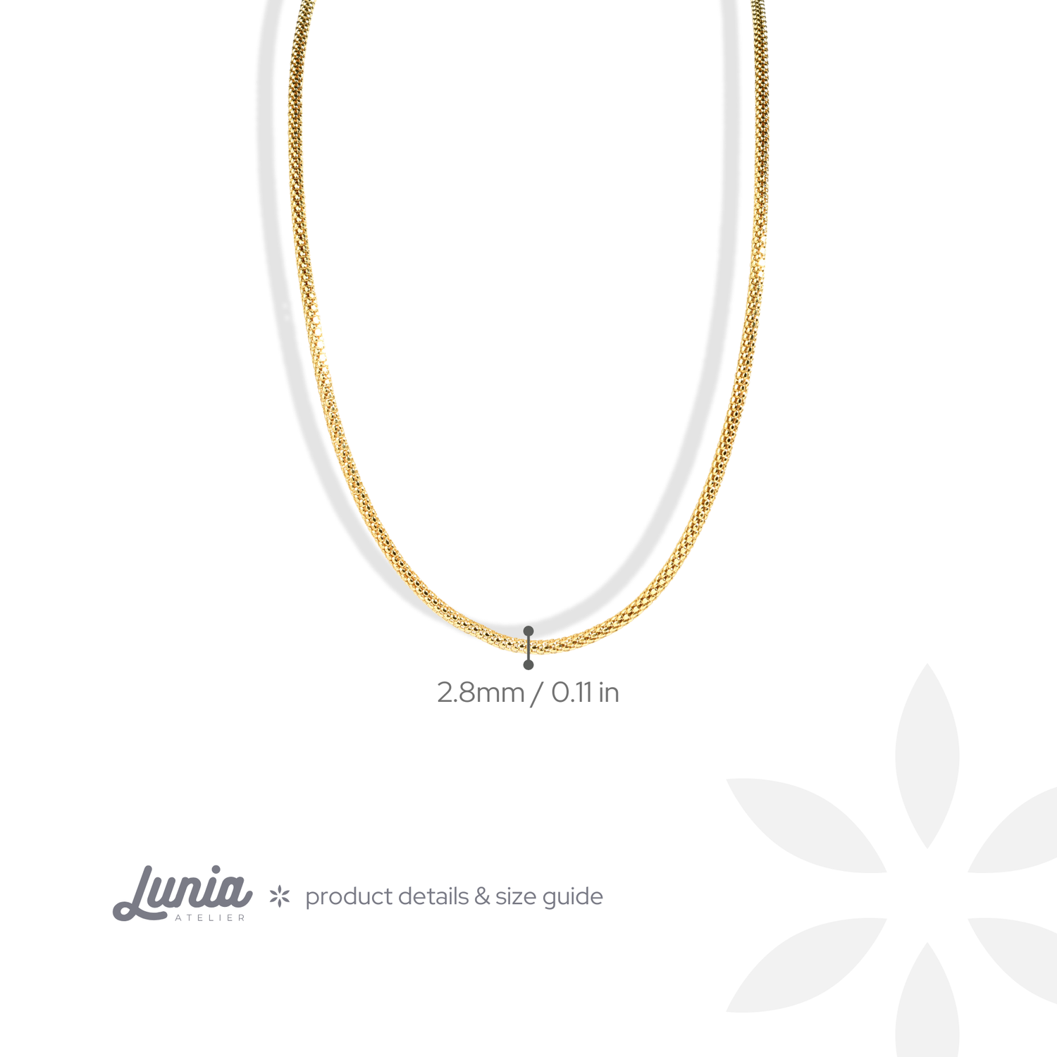 Wicker Wrap Thin Chain Necklace 14K Gold