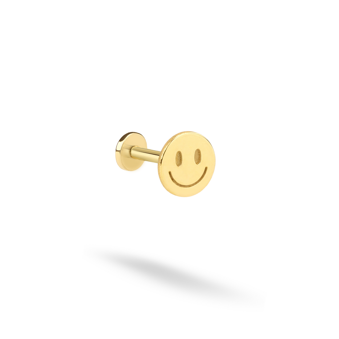 Cheerful Smile Flatback Ear Piercing 14K Gold
