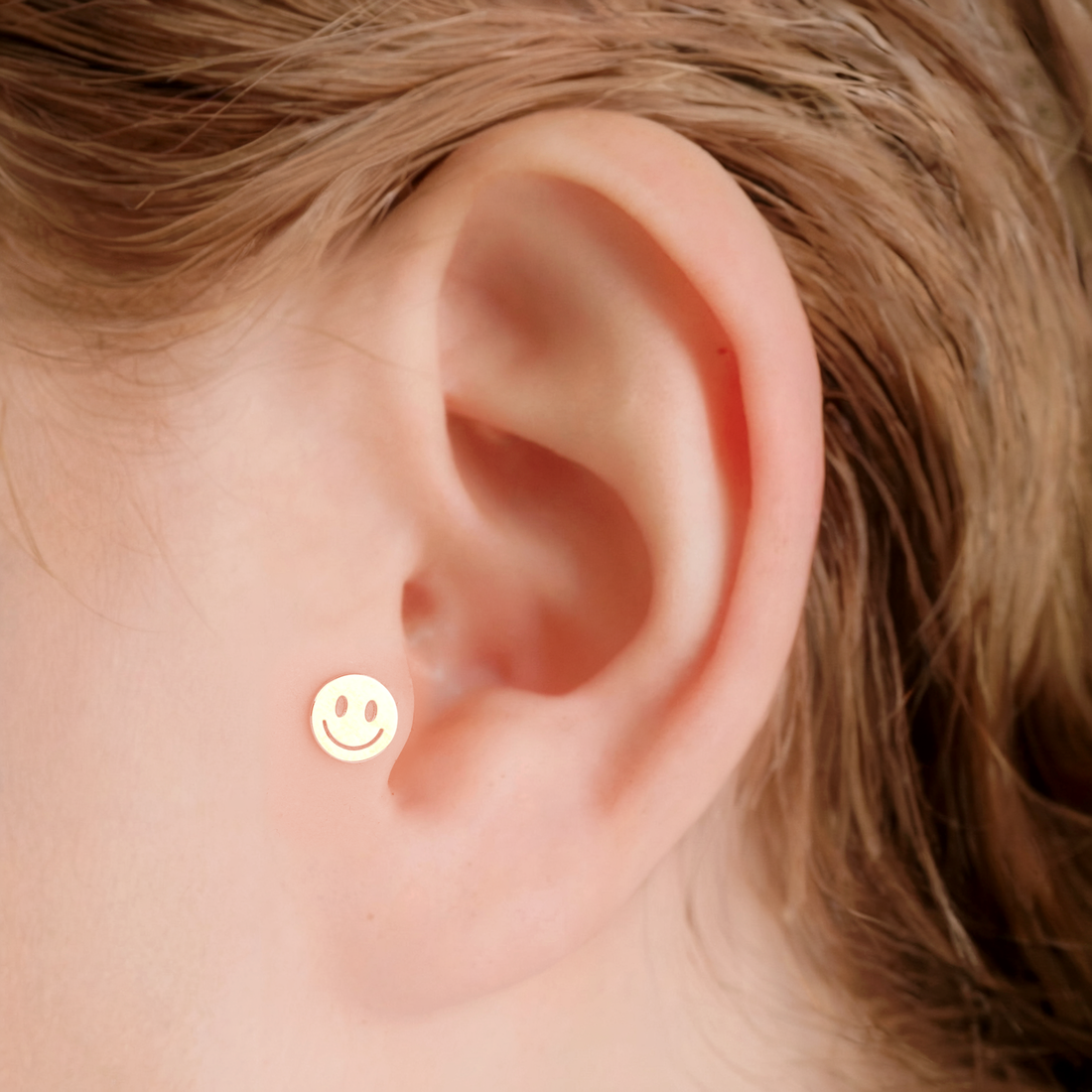 Smile Flatback Ear Piercing 14K Gold
