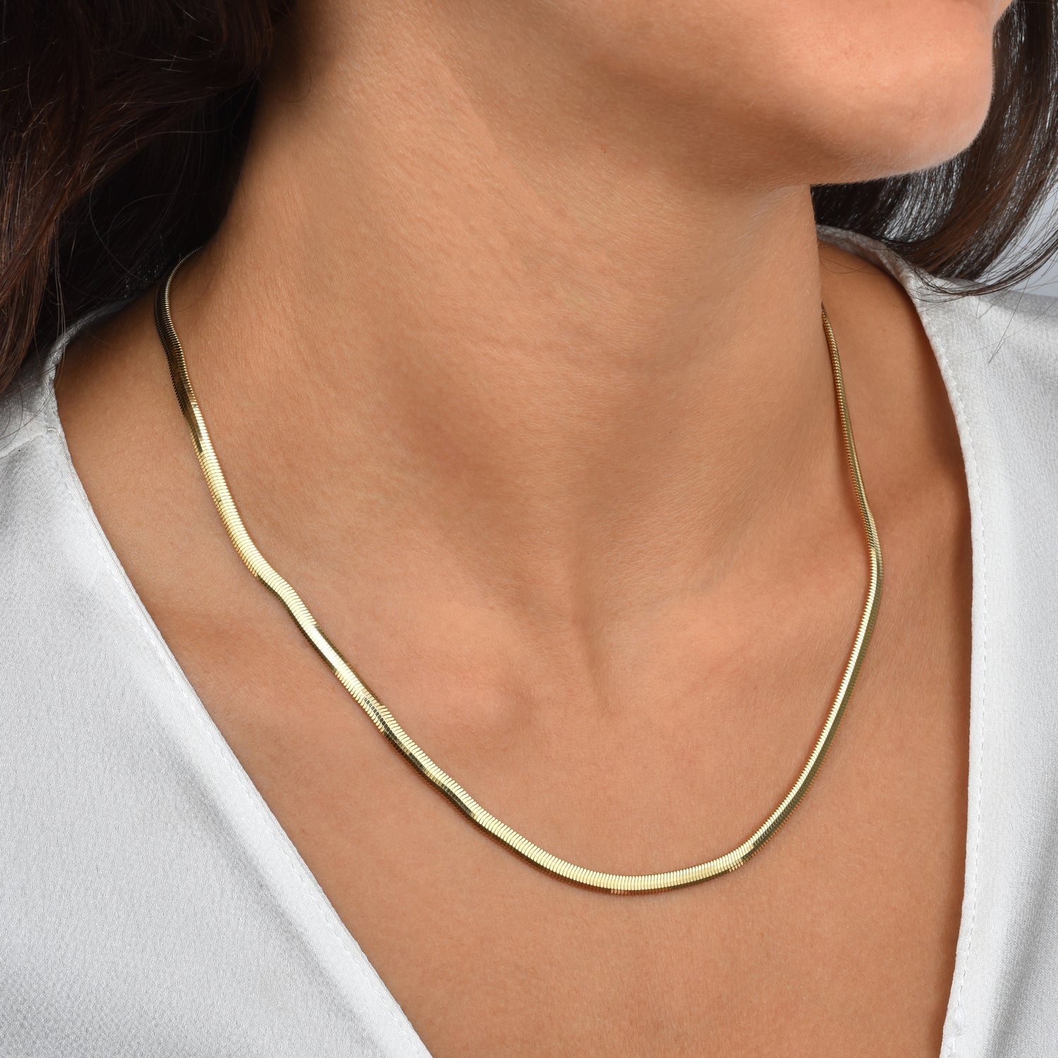 14K Gold Serpent Link Necklace