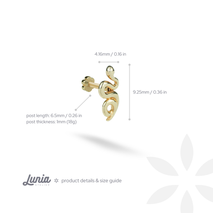 Snake Flatback Ear Piercing 14K Gold