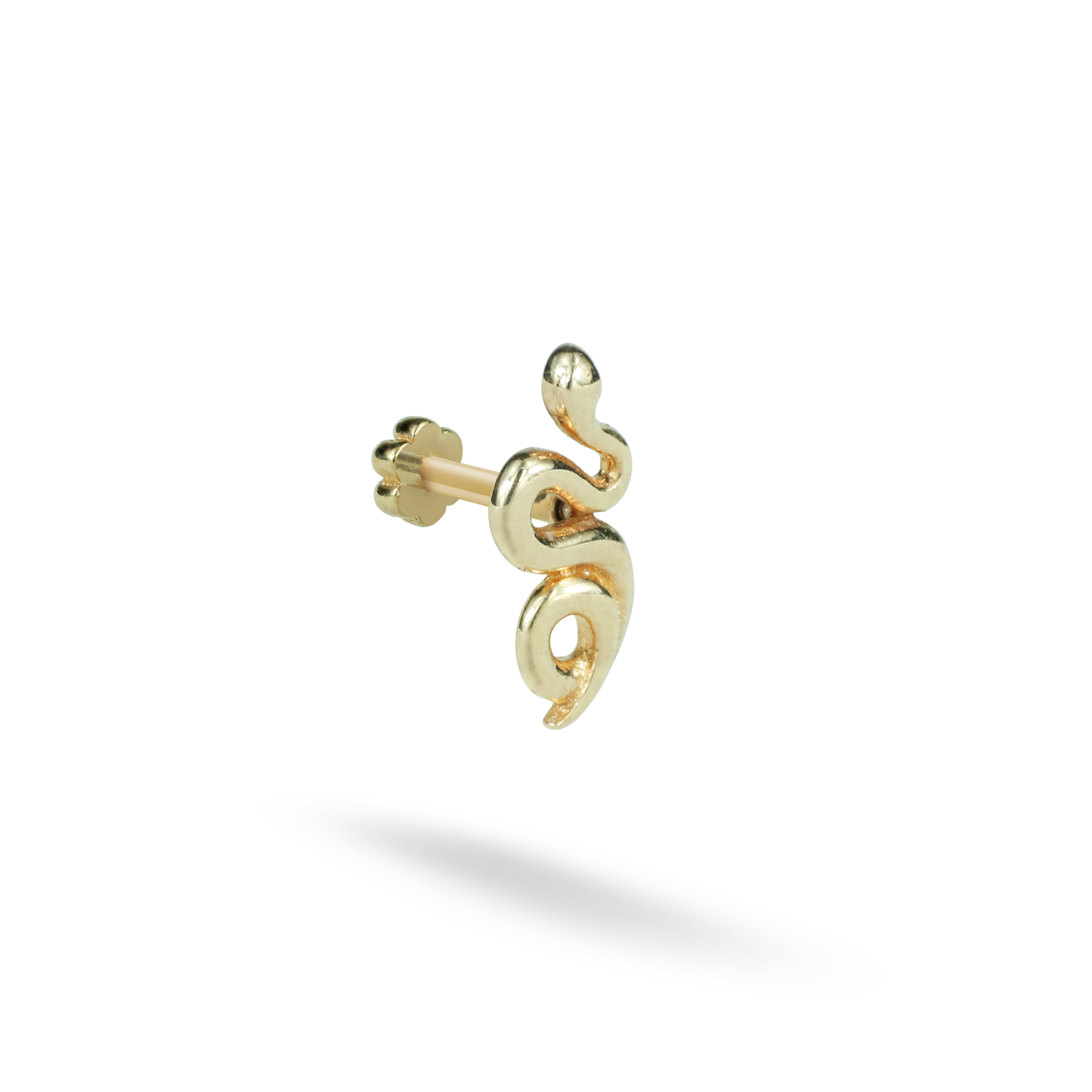 Snake Flatback Ear Piercing 14K Gold