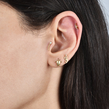 14K Gold Snake Design Flatback Ear Piercing 