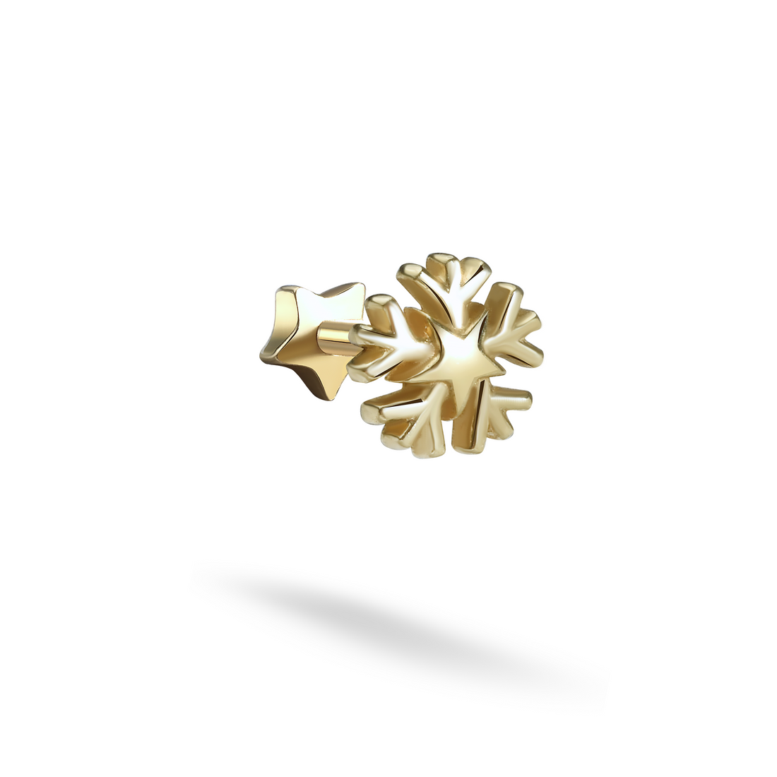 Snowflake Flatback Ear Piercing 14K Gold