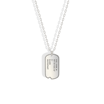 Soldier Dog Tag Custom Necklace 14K Gold / Silver