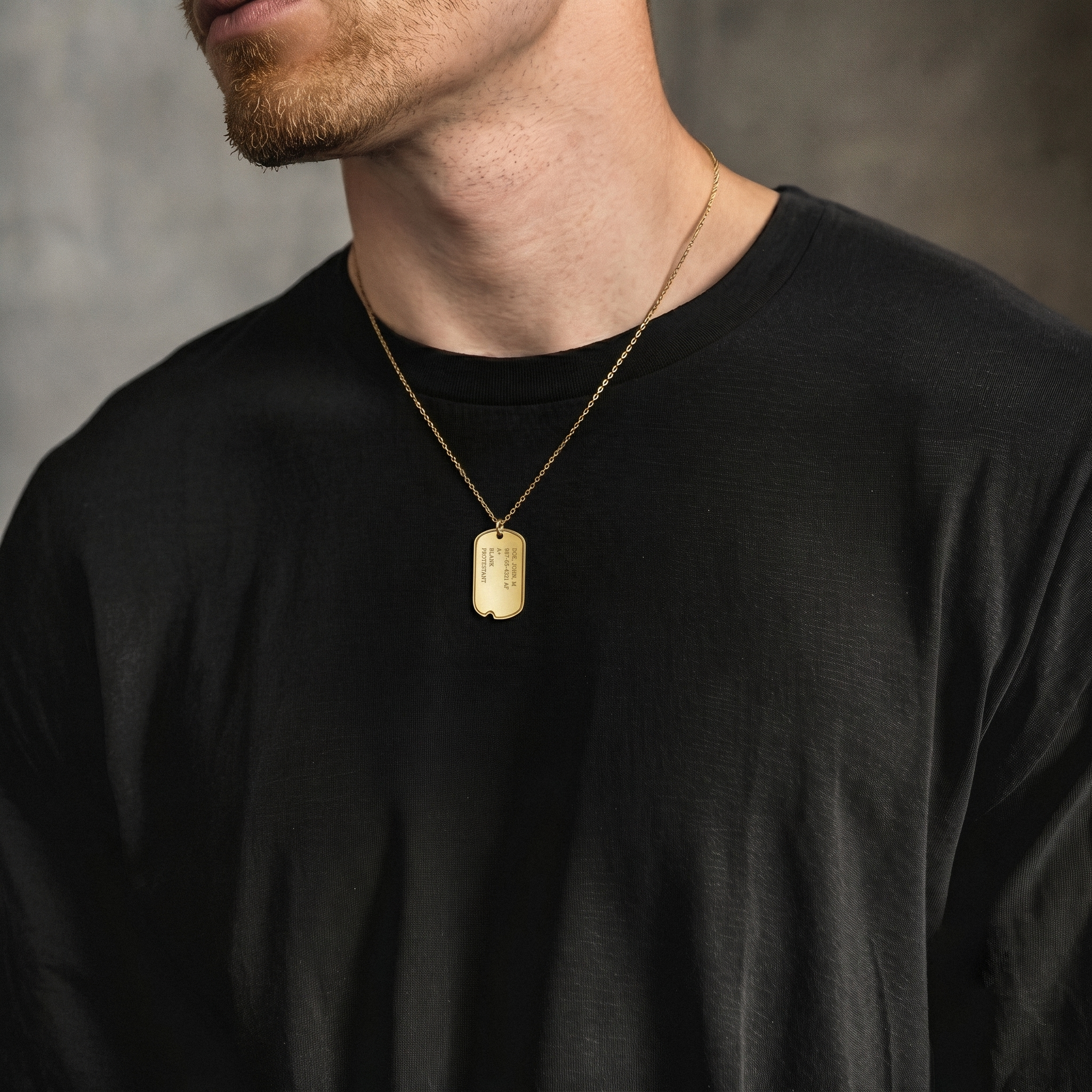 Personalized Soldier Dog Tag Custom Necklace in 14K Gold or Silver. Military-inspired engraved keepsake, perfect as a veteran or army jewelry gift.