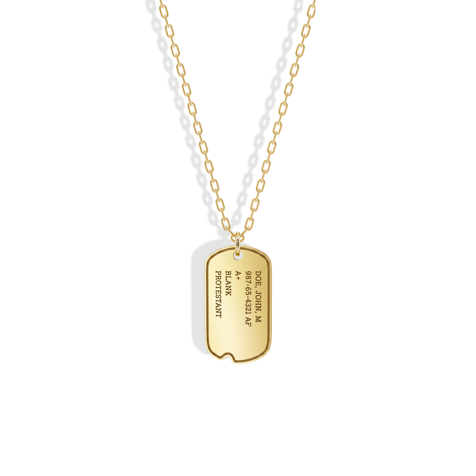 Personalized Soldier Dog Tag Custom Necklace in 14K Gold or Silver. Military-inspired engraved keepsake, perfect as a veteran or army jewelry gift.