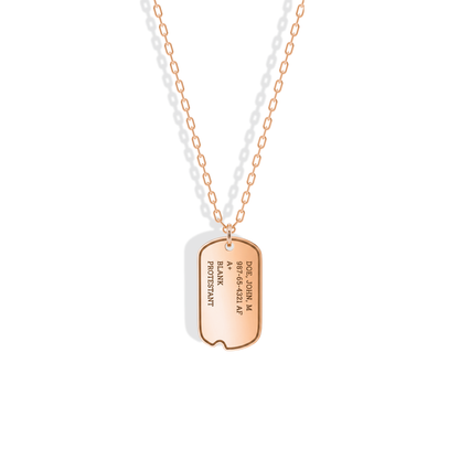 Soldier Dog Tag Custom Necklace 14K Gold / Silver