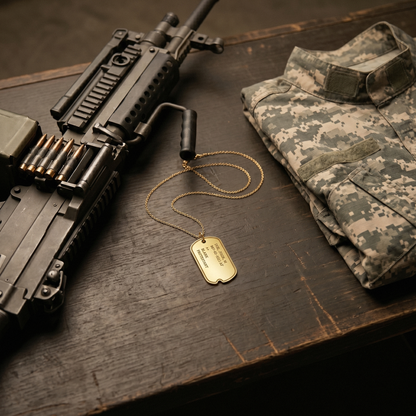 Soldier Dog Tag Custom Necklace 14K Gold / Silver