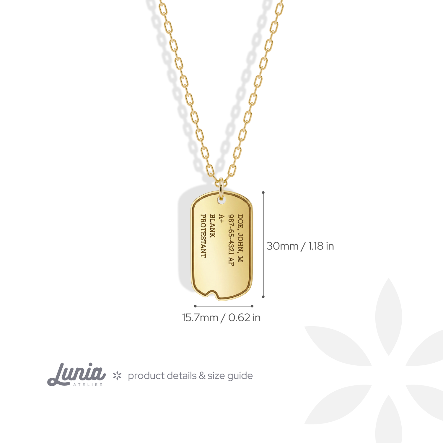 Soldier Dog Tag Custom Necklace 14K Gold / Silver