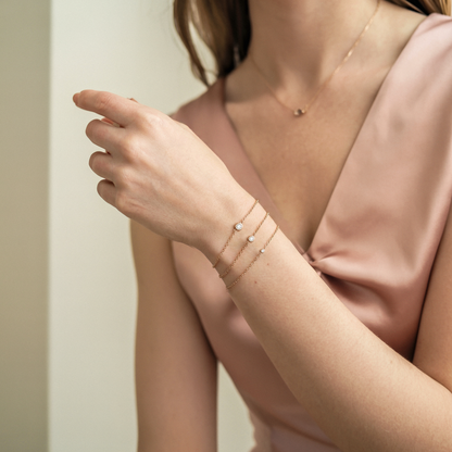 Solitaire Diamond Bracelet 14K Gold
