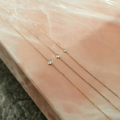 Solitaire Diamond Bracelet 14K Gold