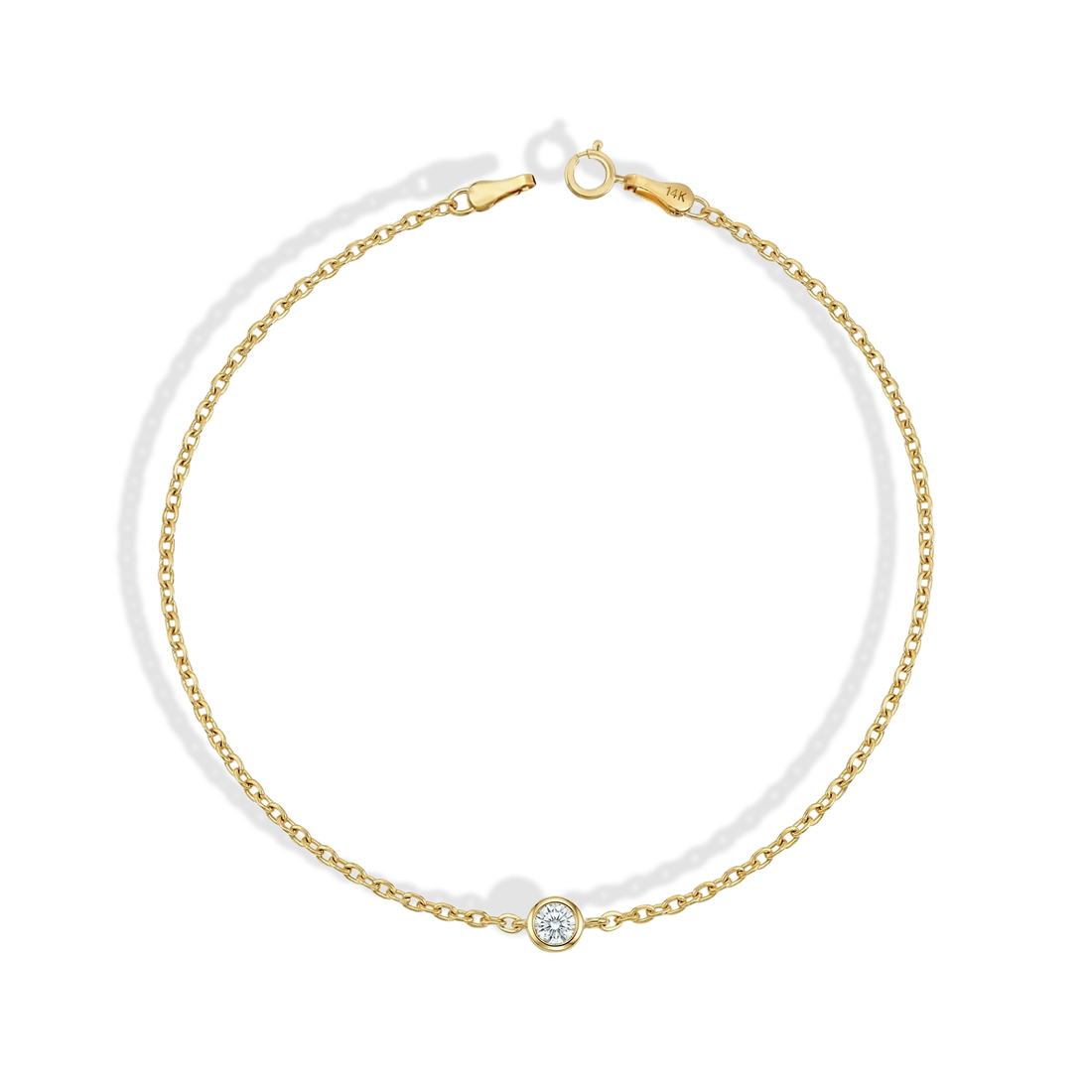 Solitaire Diamond Bracelet 14K Gold