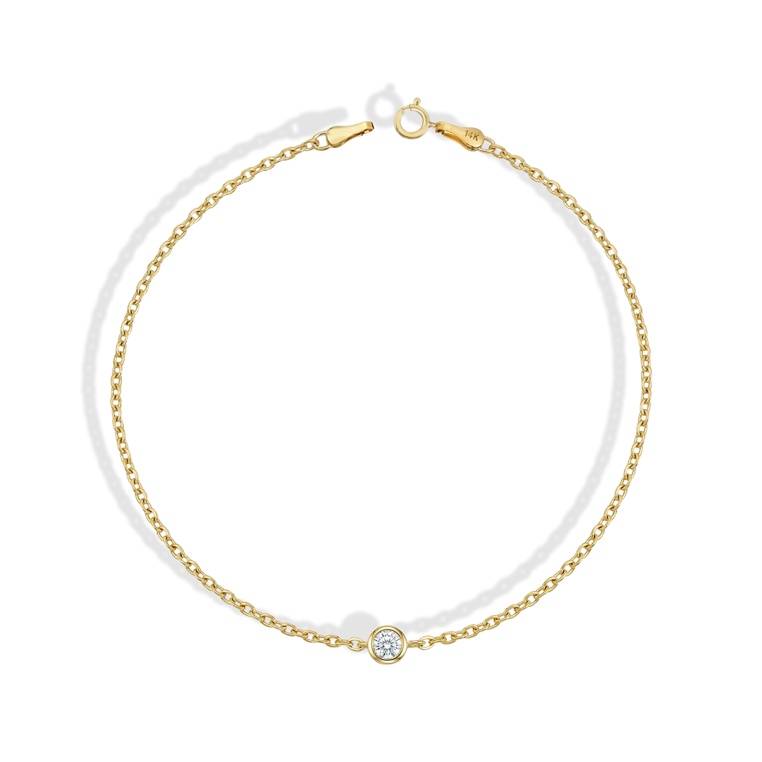 Solitaire Diamond Bracelet 14K Gold