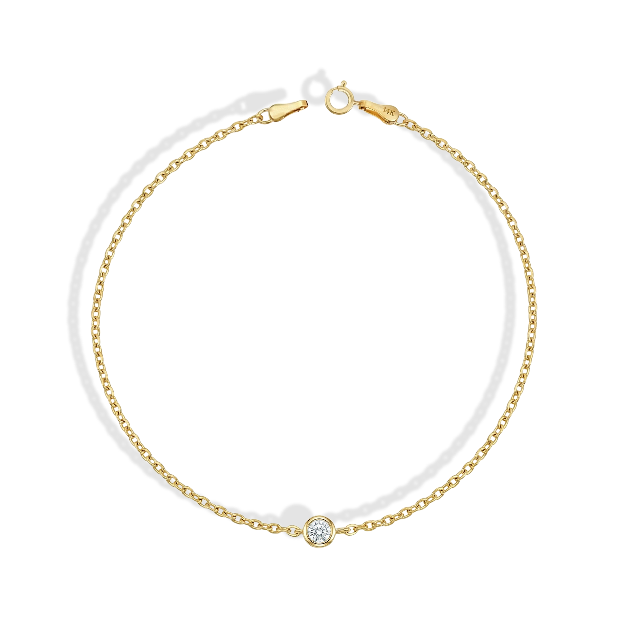 Solitaire Diamond Bracelet 14K Gold