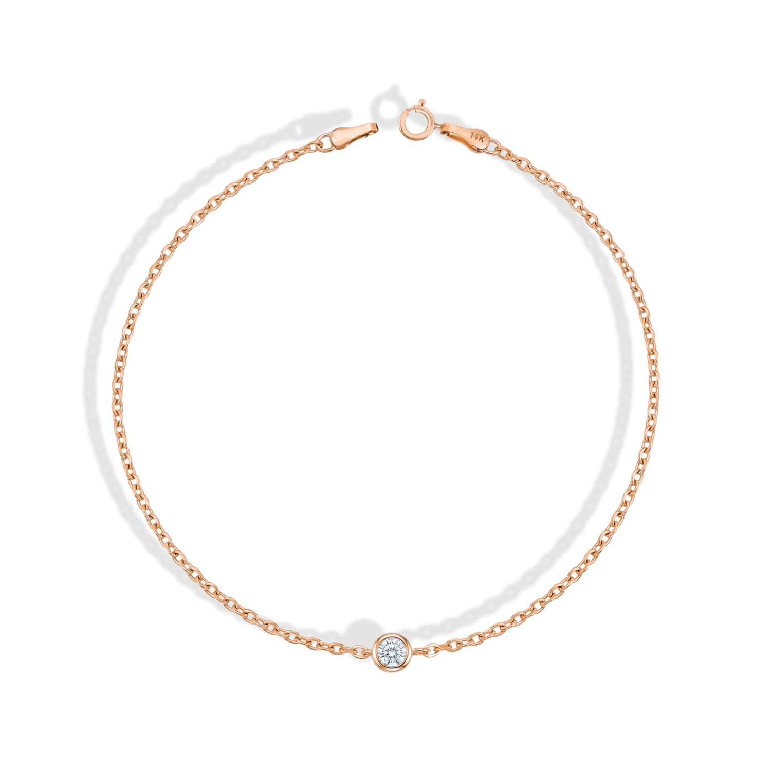 Solitaire Diamond Bracelet 14K Gold