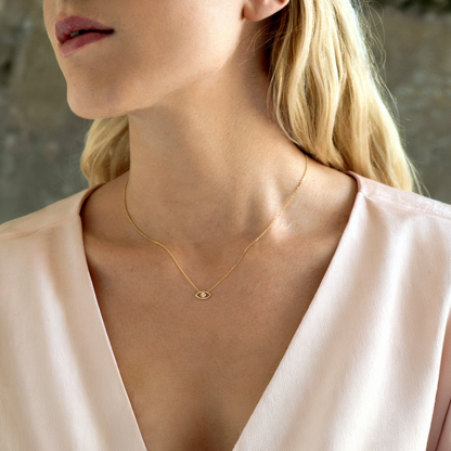 Solitaire Eye Evil Eye Necklace 14K Gold