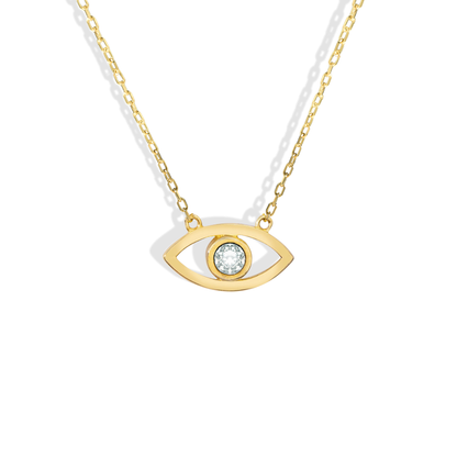 Evil Eye Solitaire Necklace in 14K Gold