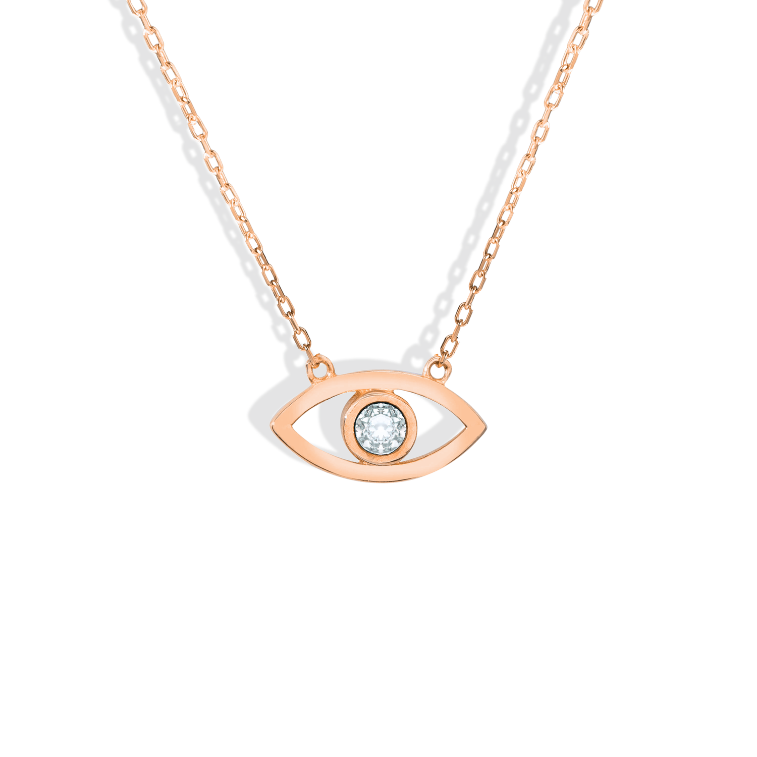 Solitaire Eye Evil Eye Necklace 14K Gold