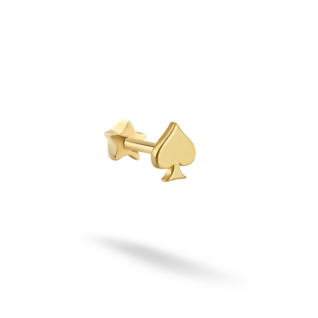 Spades Flatback Ear Piercing 14K Gold