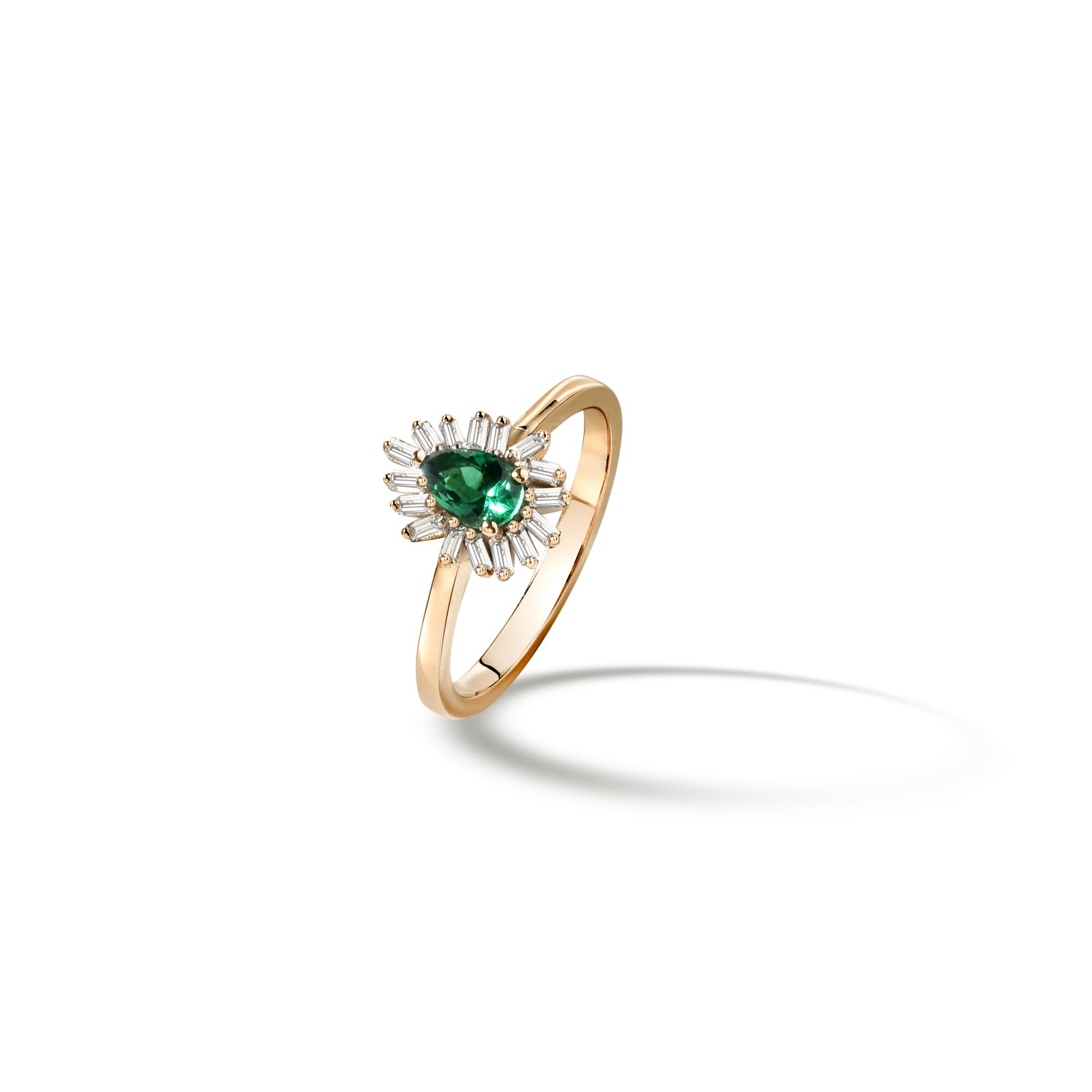 Sparkling Green Drop Diamond Ring 14k Gold