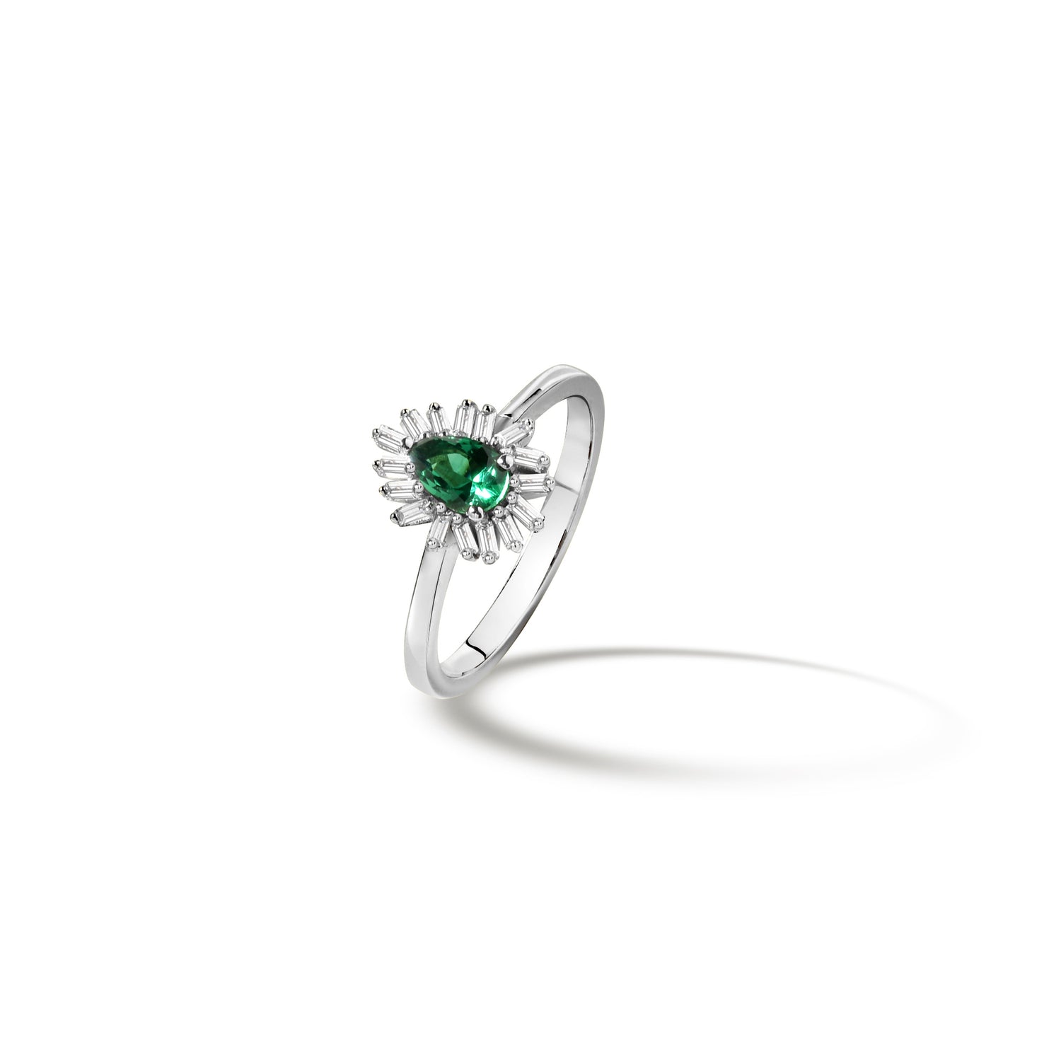 Sparkling Green Drop Diamond Ring 14k Gold