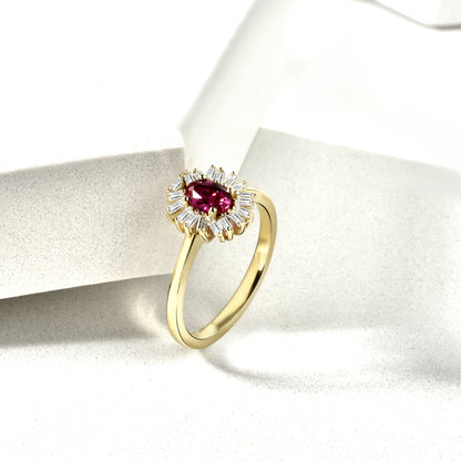 Sparkling Pink Drop Diamond Ring 14K Gold