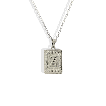 Square Block Letter Initial Custom Necklace 14K Gold