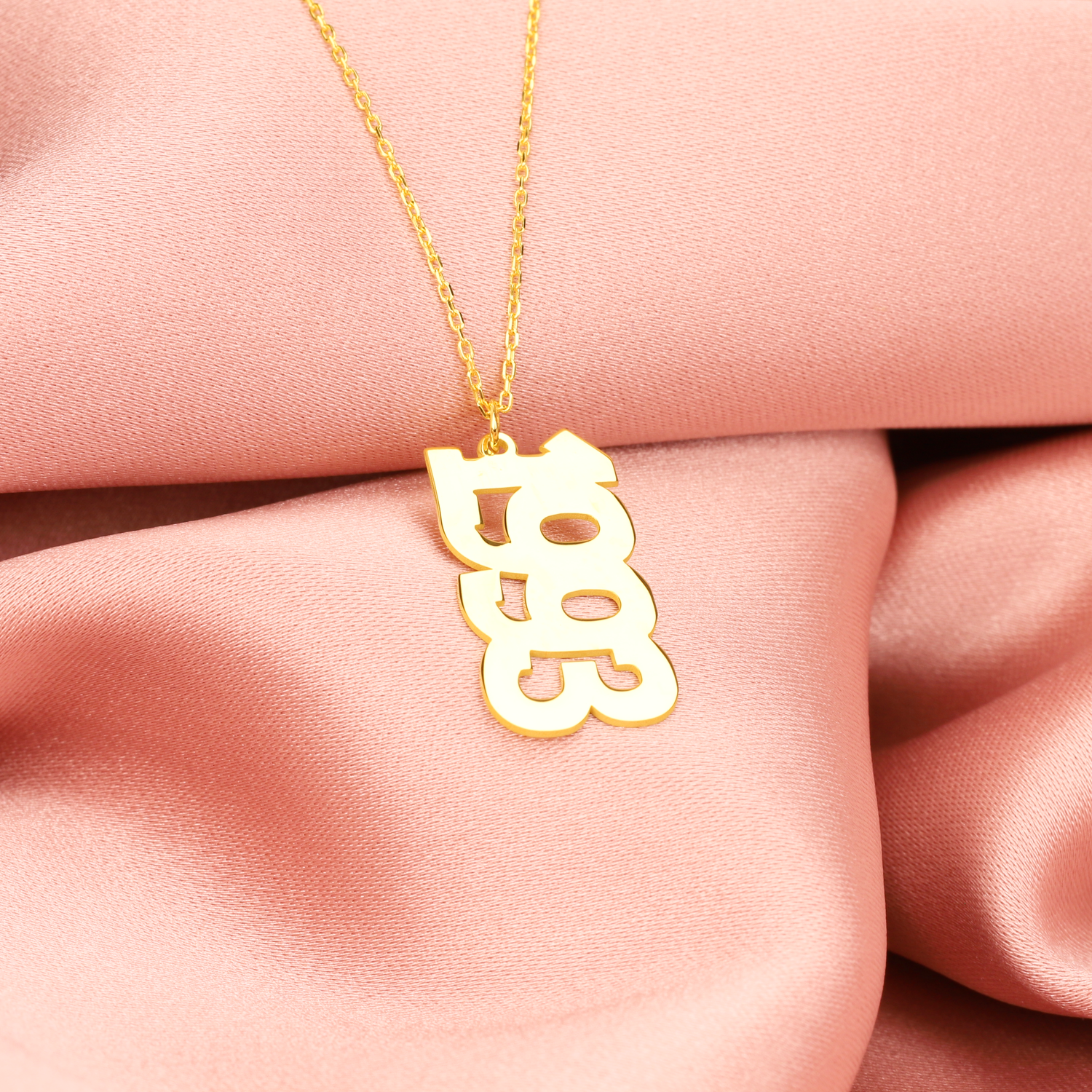 Stacked Year Custom Personalized Date Necklace 14K Gold