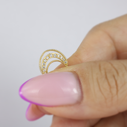 Stalactite Hoop Ear Piercing 14K Gold with CZ Stone