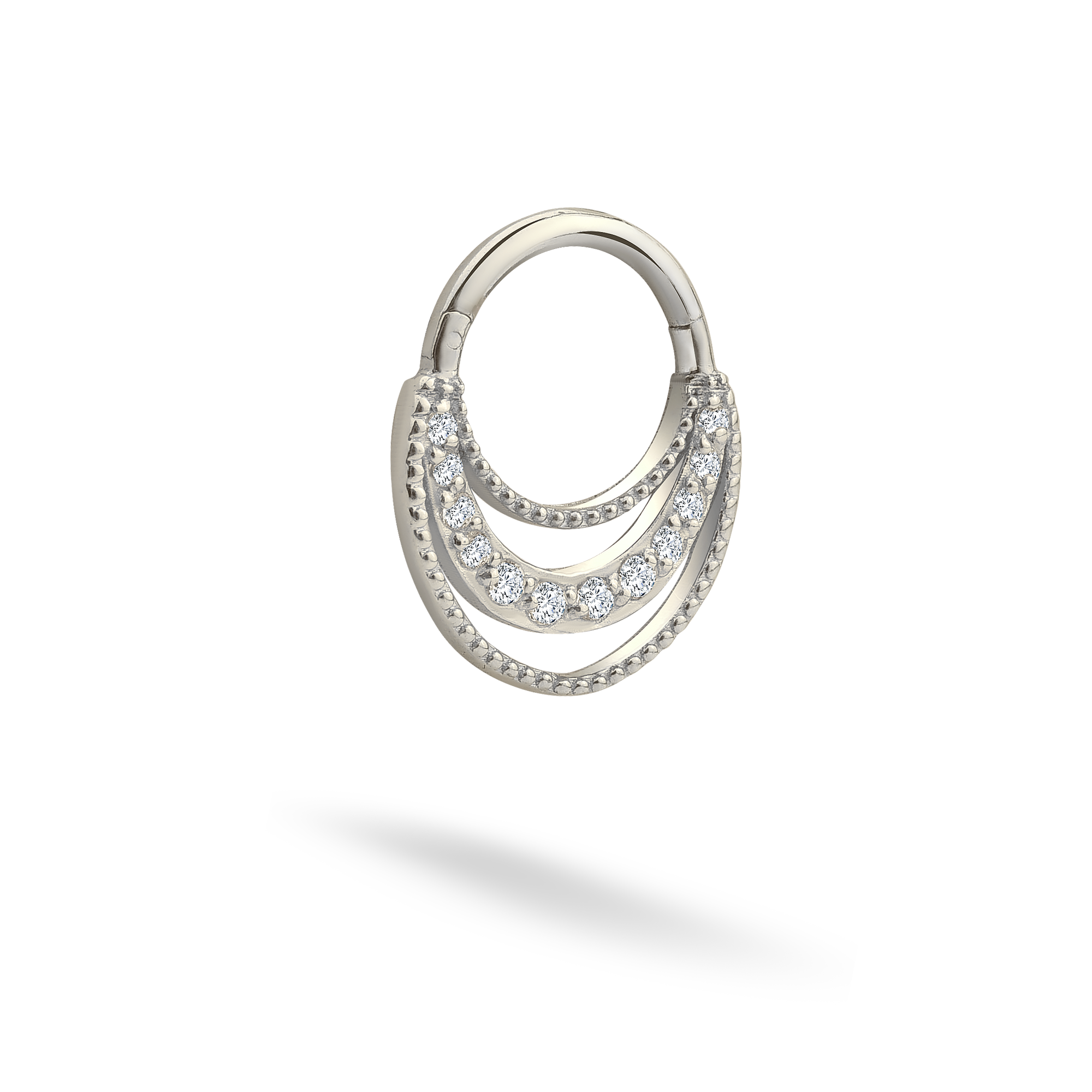 Stalactite Hoop Ear Piercing 14K Gold with CZ Stone