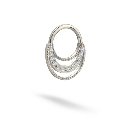 Stalactite Hoop Ear Piercing 14K Gold with CZ Stone