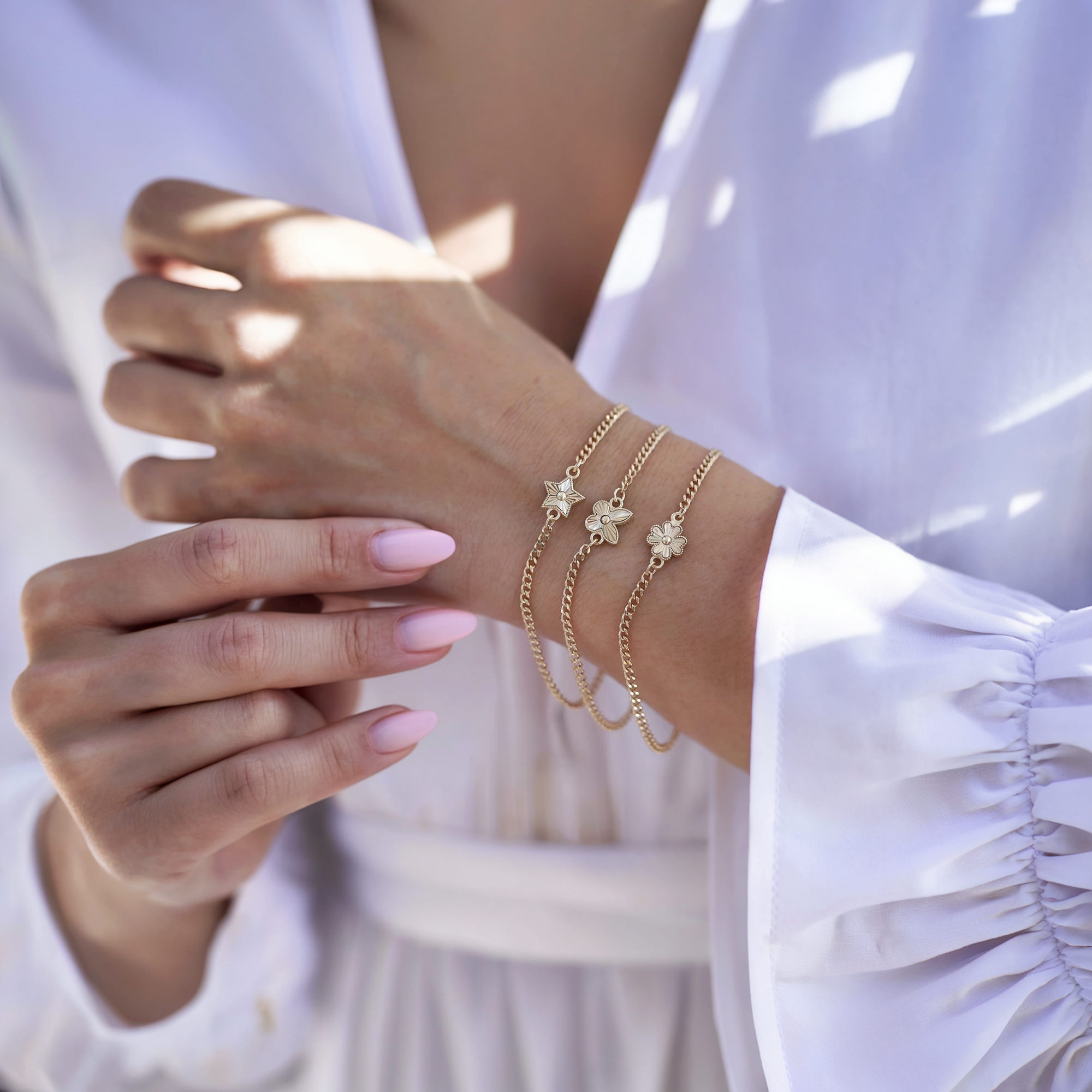 Star Butterfly Clover Bracelet 14K Gold
