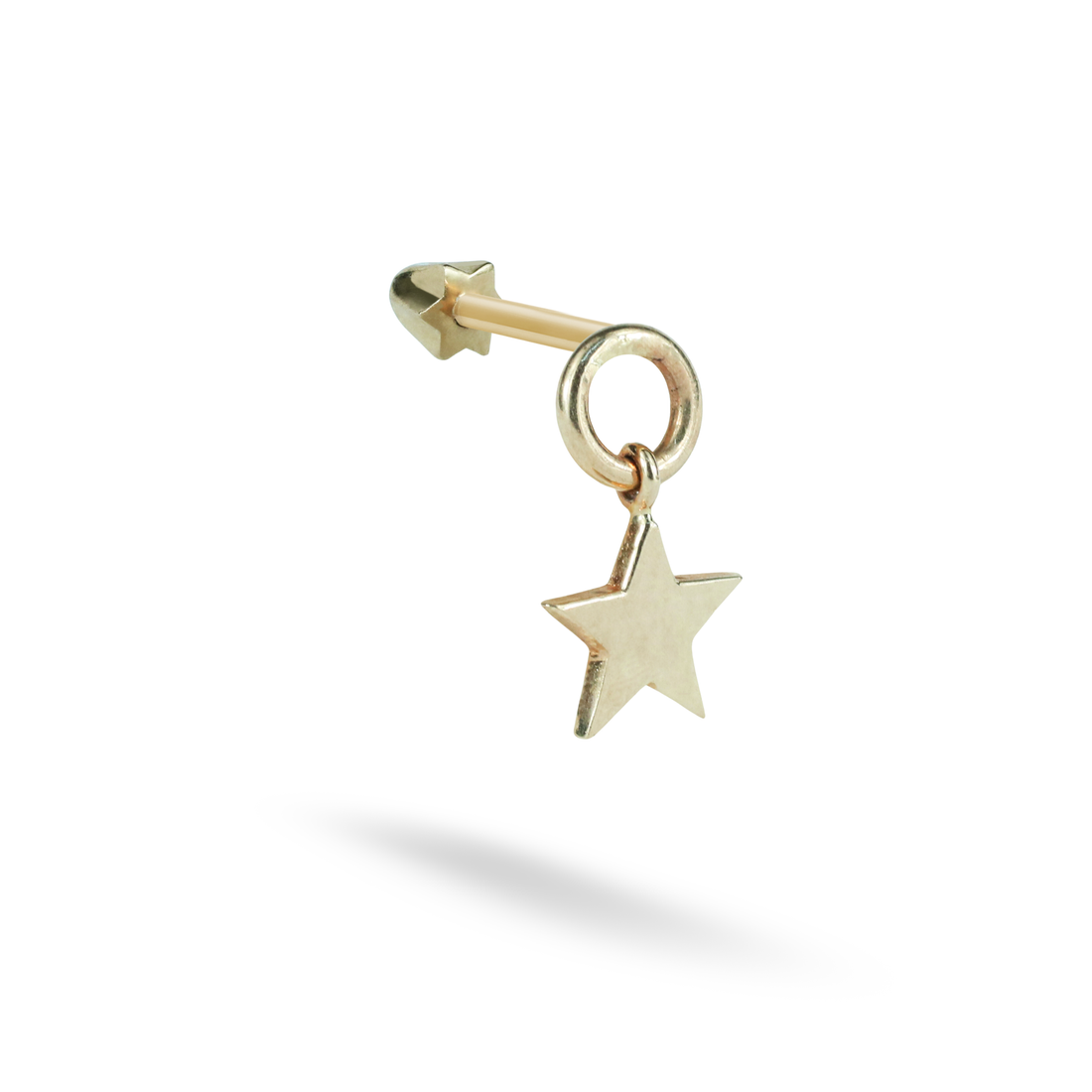 Star Dangle Flatback Ear Piercing 14K Gold