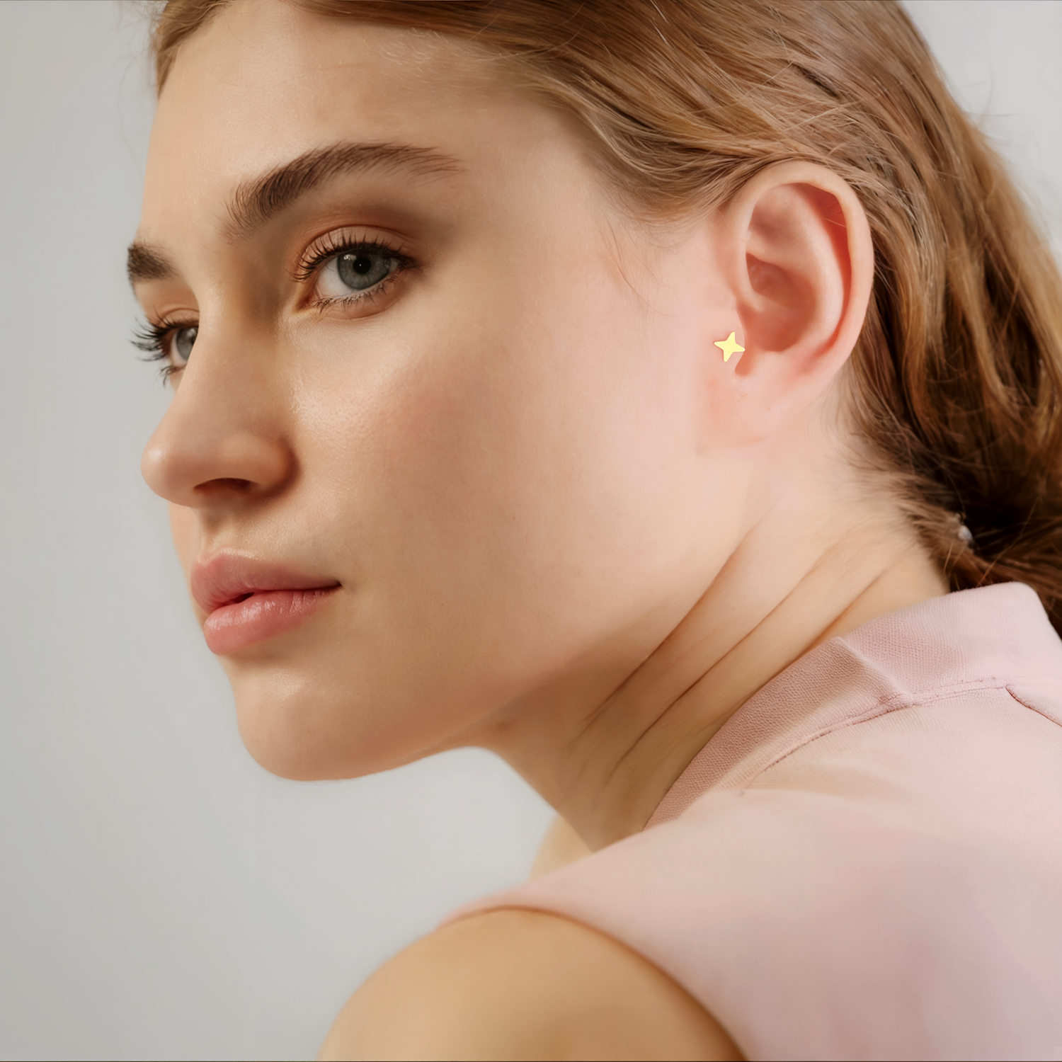 Star Flatback Ear Piercing 14K Gold