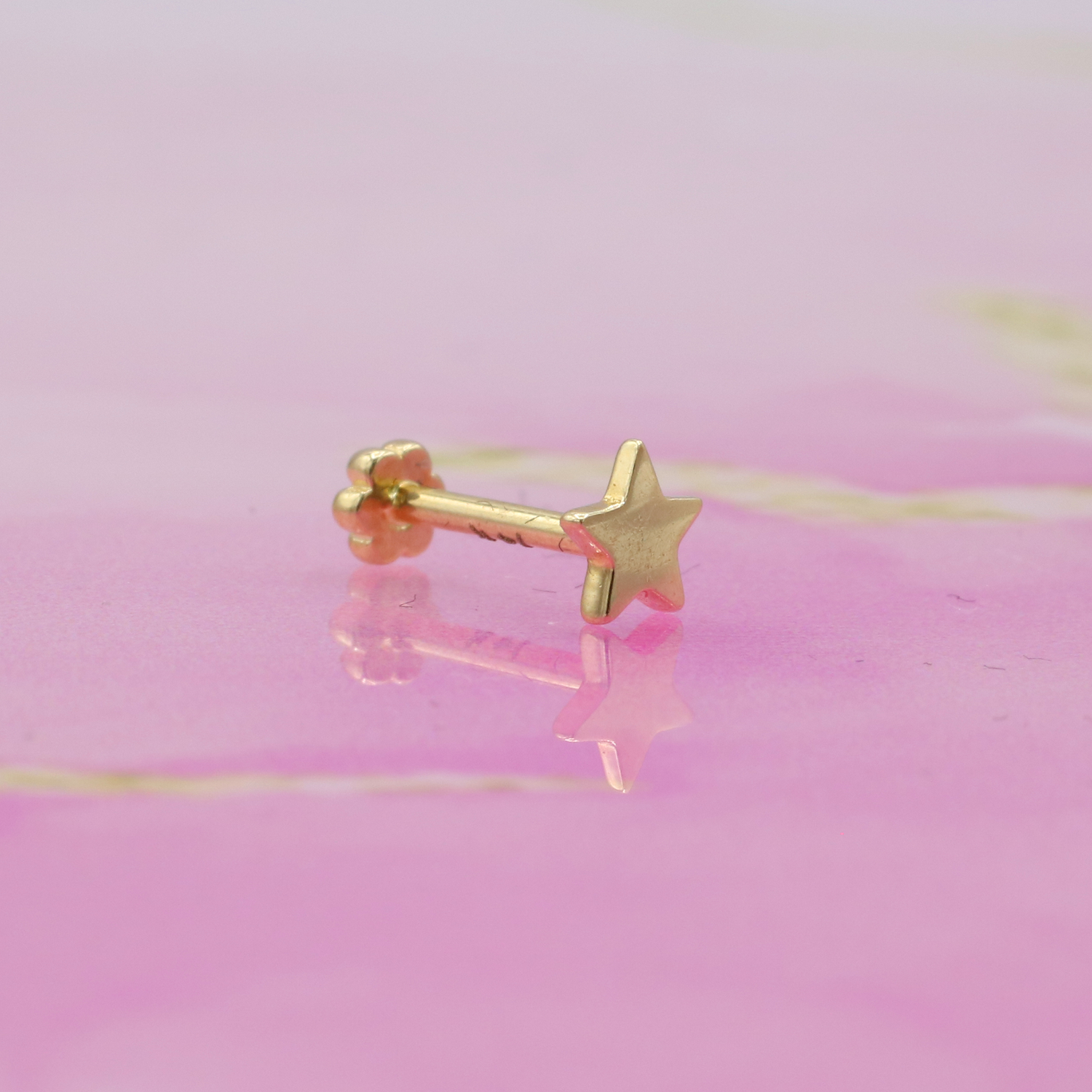 Star Flatback Ear Piercing 14K Gold