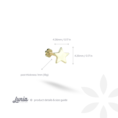 Star Flatback Ear Piercing 14K Gold
