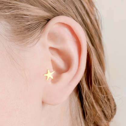 Celestial Shine Flatback Ear Piercing 14K Gold