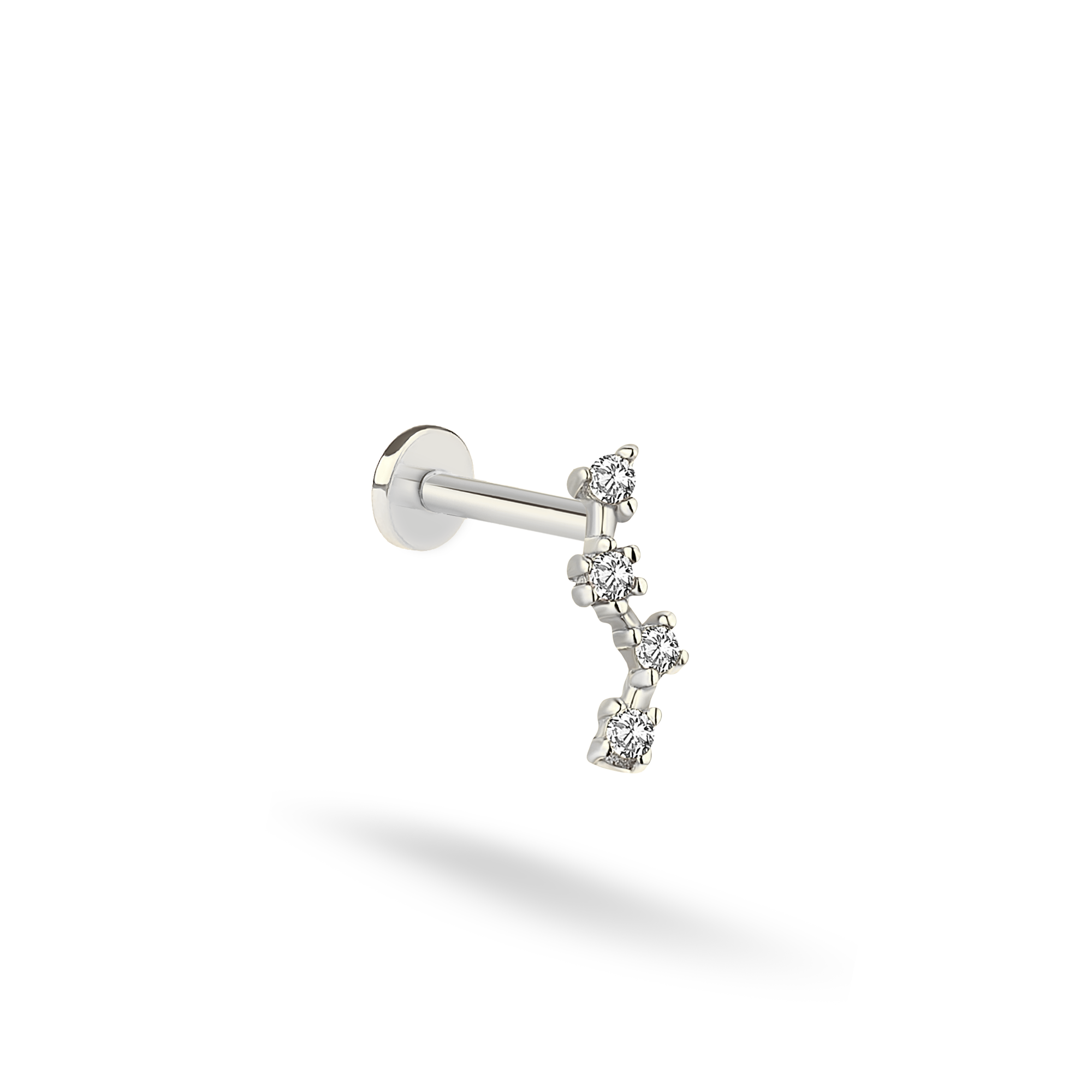 Star Team Flatback Ear Piercing 14K Gold with CZ Stone