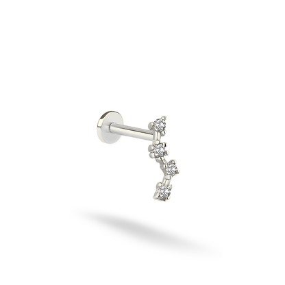 Star Team Flatback Ear Piercing 14K Gold with CZ Stone