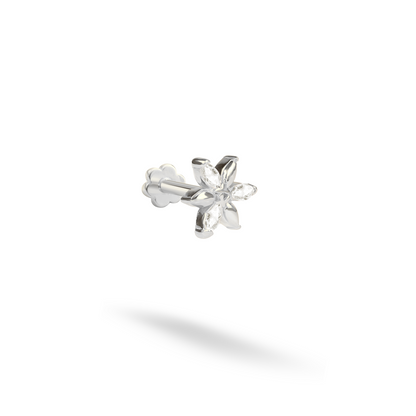 Starflower Flatback Ear Piercing 14K Gold with CZ Stone