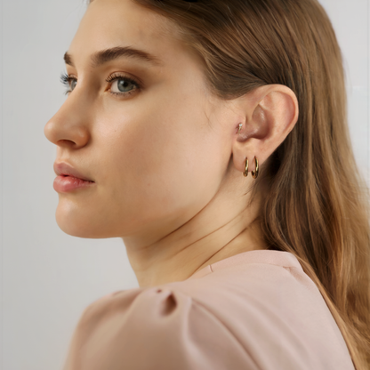 Stickman Flatback Ear Piercing 14K Gold with CZ Stone